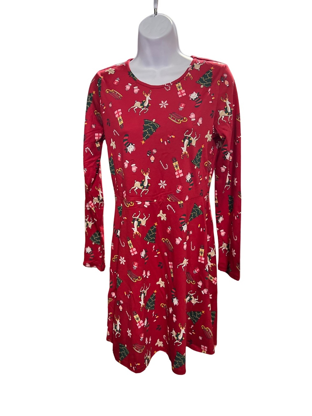 The Childrens Place Girls XXL Red Christmas Dress Long Sleeves